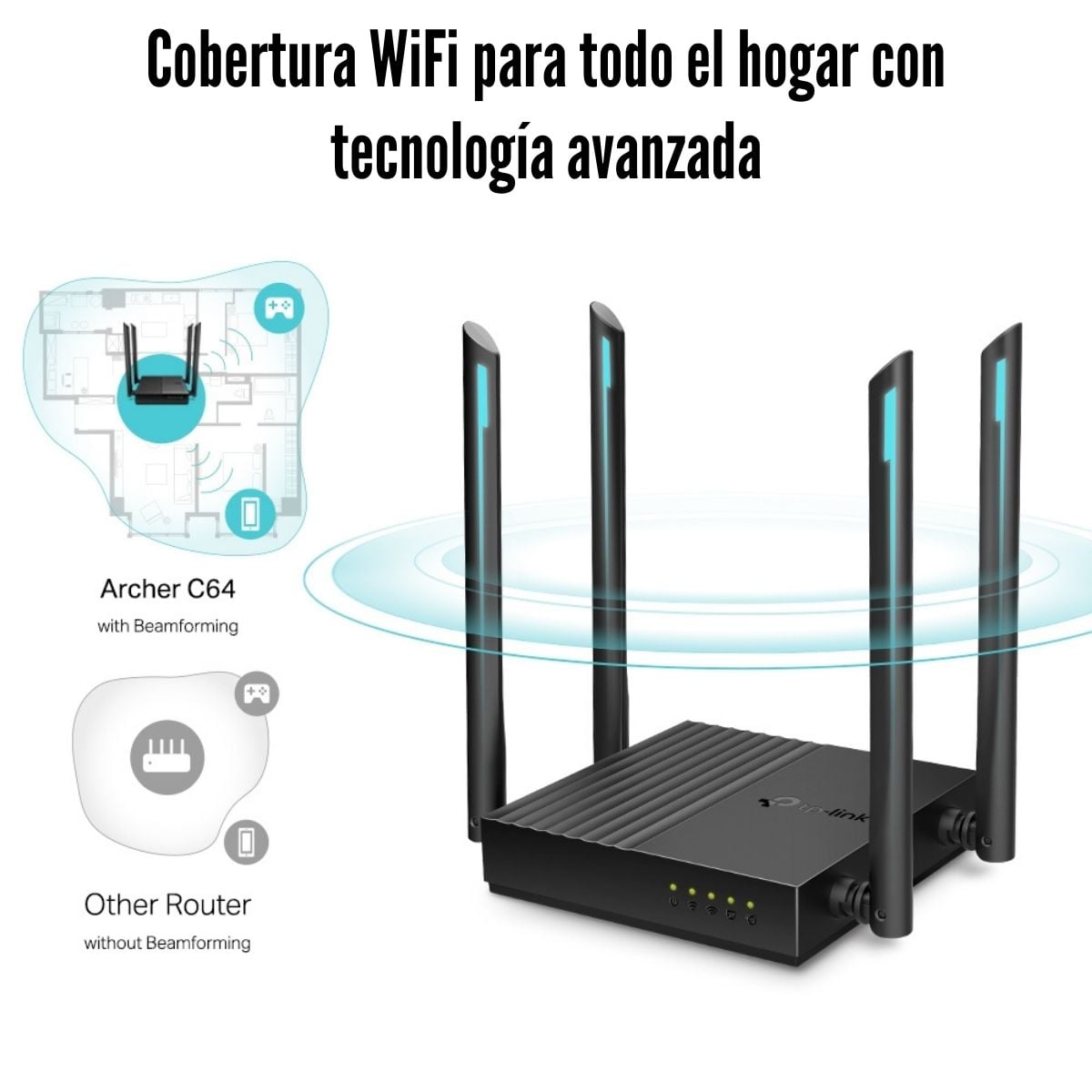 TP-LINK - ROUTER ARCHER C64 WIRELESS DUAL BAND GIGABIT AC1200 - 4