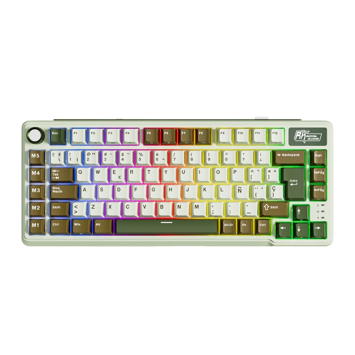 ROYAL KLUDGE - TECLADO L75 WIRELESS 75% PALM GREEN SWITCH CREAM - 1