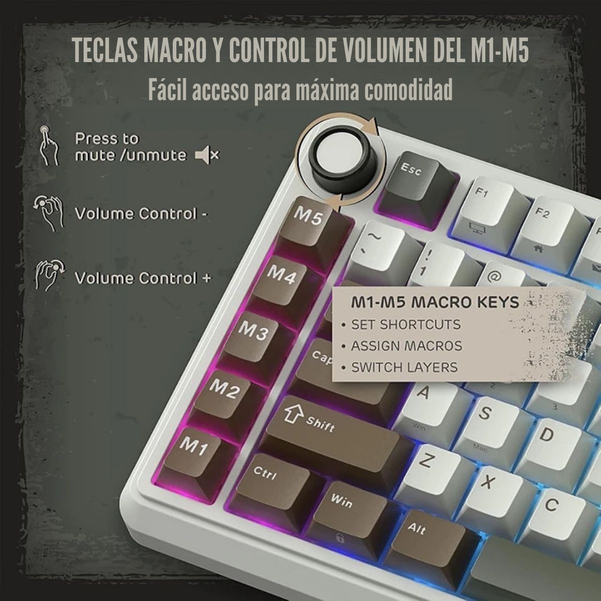 ROYAL KLUDGE - TECLADO L75 WIRELESS 75% PALM GREEN SWITCH CREAM - 3
