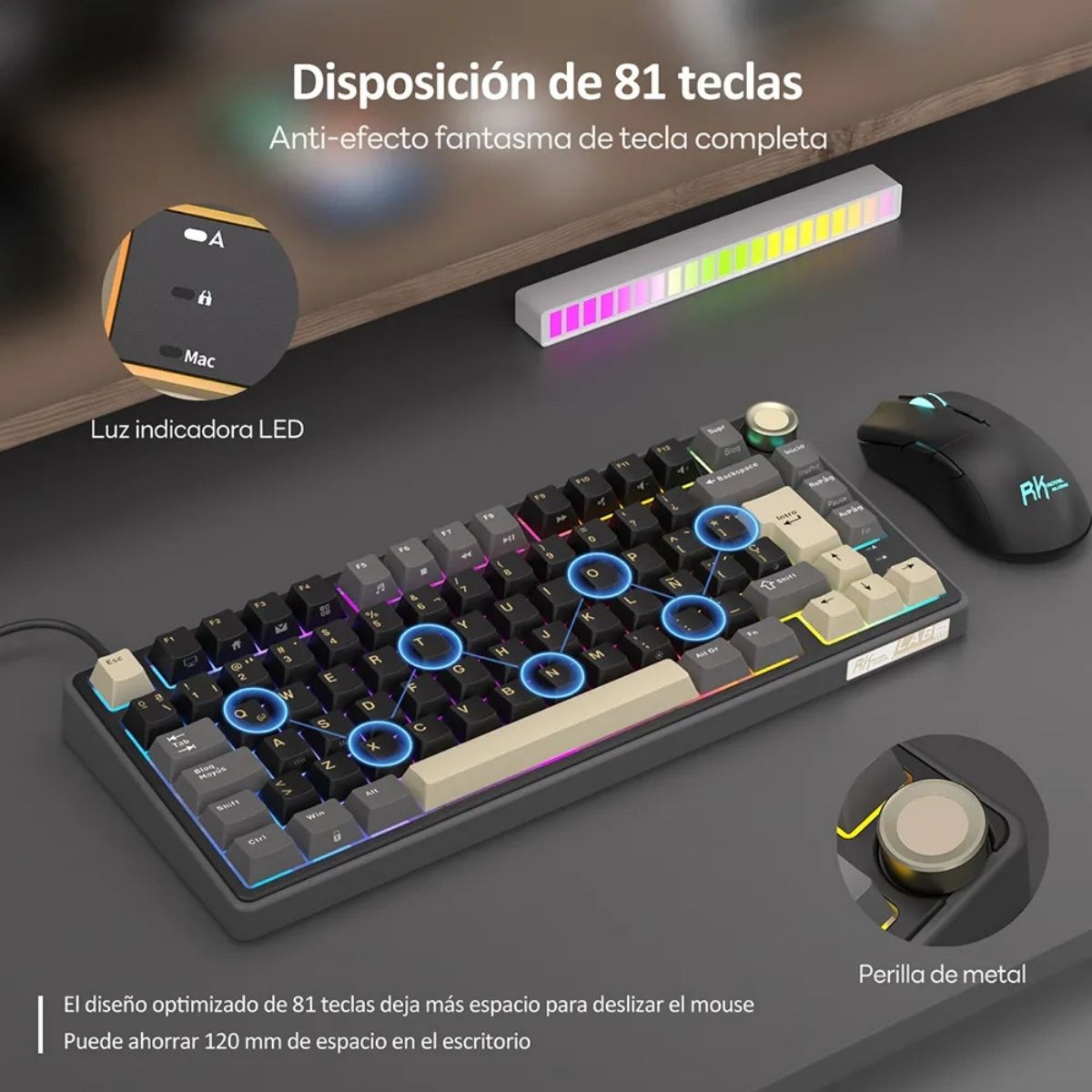 ROYAL KLUDGE - TECLADO R75 WIRED 75% PHATOM SWITCH BROWN - 4