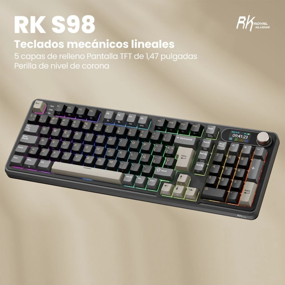 ROYAL KLUDGE - TECLADO S98 WIRELESS 98% PHANTOM SWITCH CHARTREUSE - 2