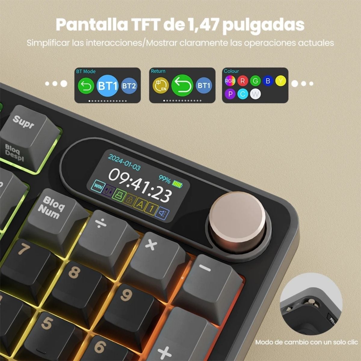 ROYAL KLUDGE - TECLADO S98 WIRELESS 98% PHANTOM SWITCH CHARTREUSE - 3