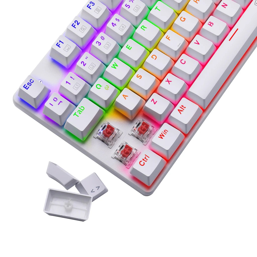 T-DAGGER - TECLADO BORA LITE TGK313W TKL RAINBOW SPA SWITCH RED - BLANCO - 2
