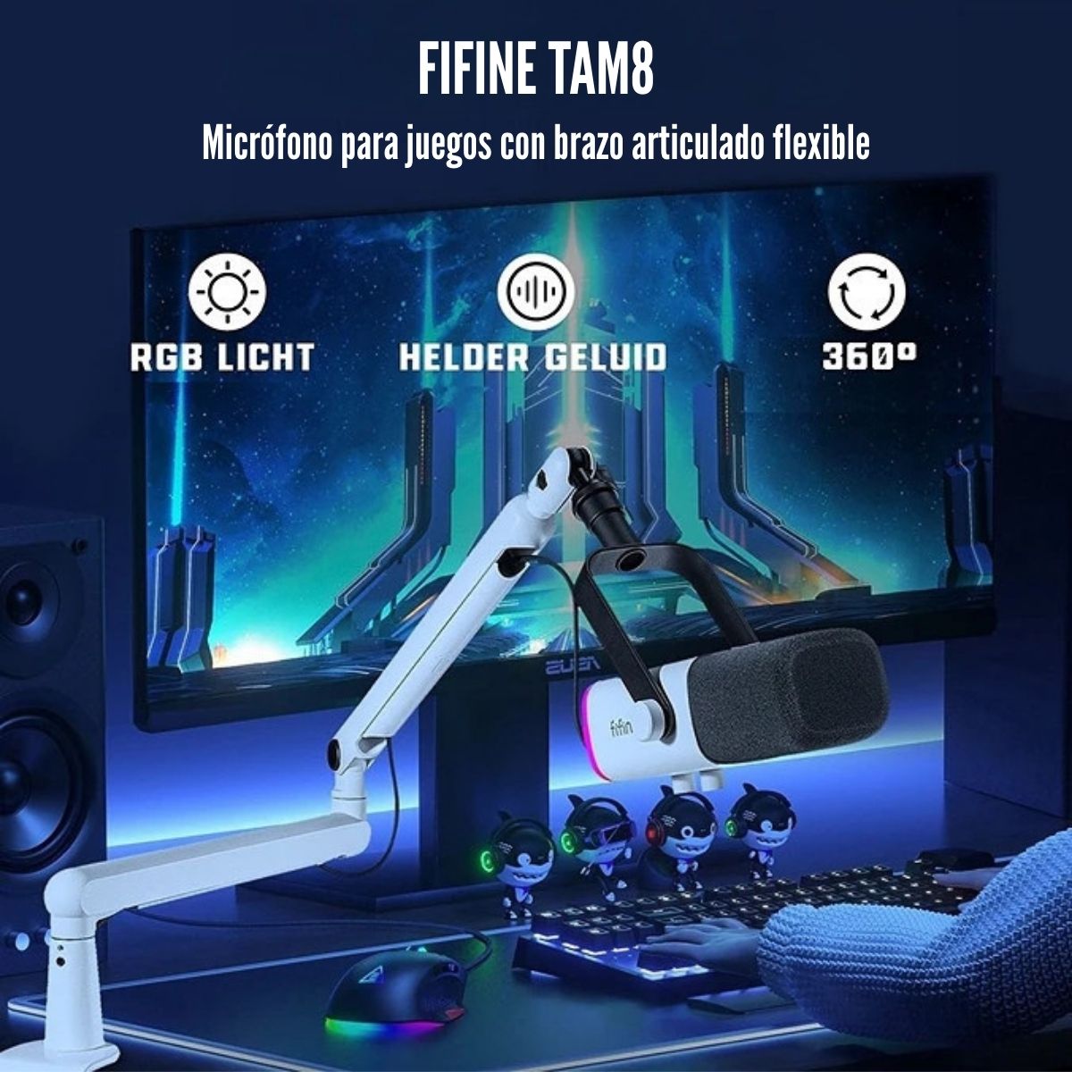 FIFINE - MICRÓFONO AMPLIGAME TAM8 XLR/USB (INCLUYE BRAZO) - BLANCO - 2