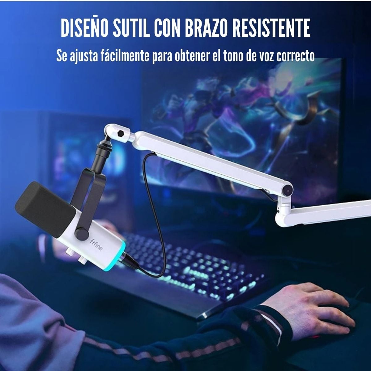 FIFINE - MICRÓFONO AMPLIGAME TAM8 XLR/USB (INCLUYE BRAZO) - BLANCO - 3