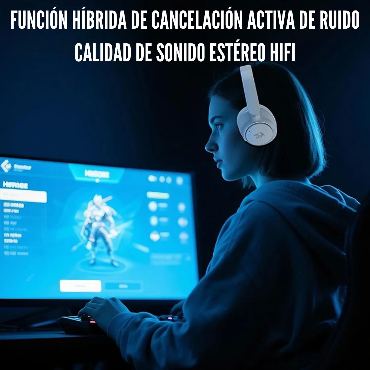 REDRAGON - AUDÍFONO VIBECORE H610 WIRELESS ANC - GREY - 2
