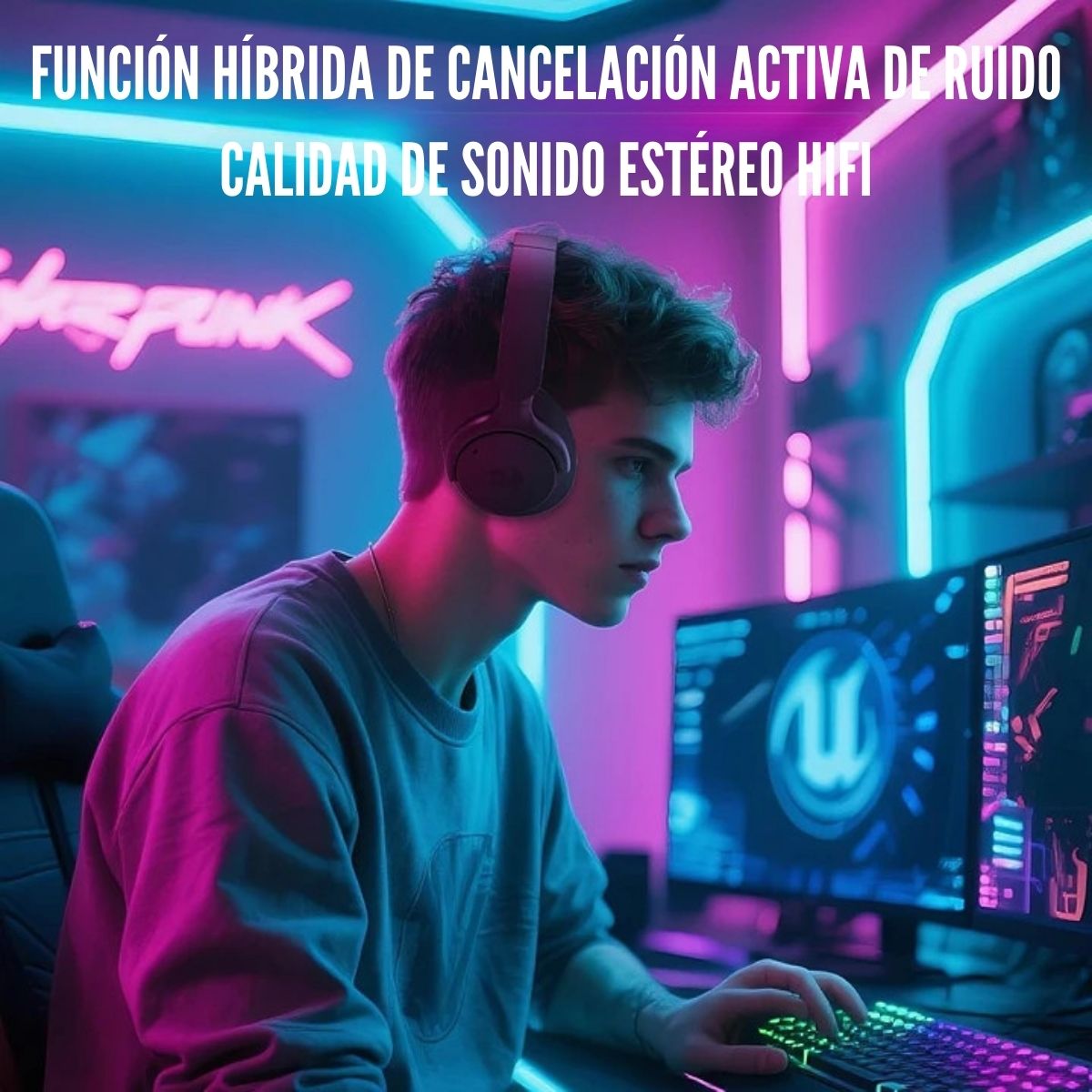 REDRAGON - AUDÍFONO VIBECORE H610 WIRELESS ANC - BLACK - 3