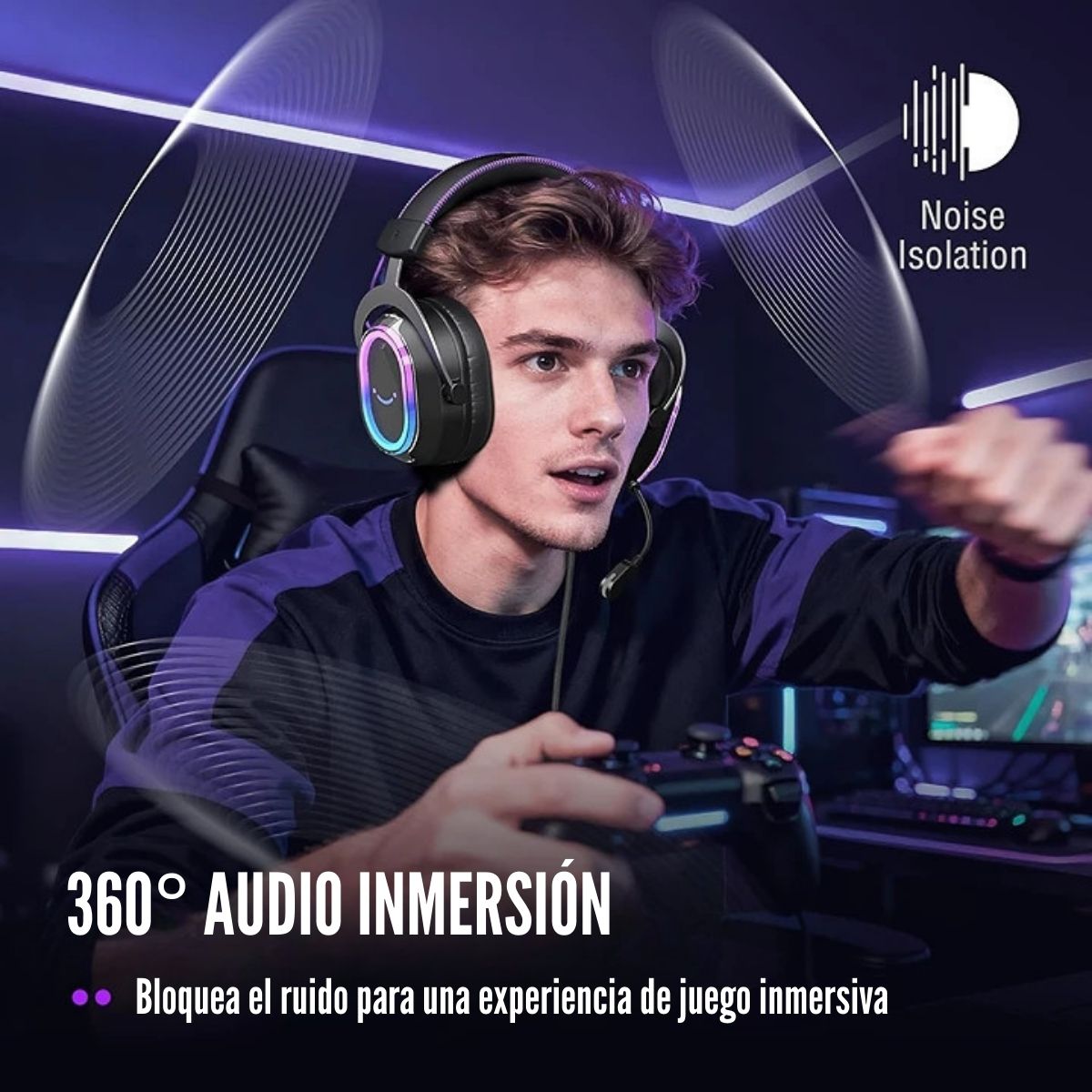 FIFINE - AUDÍFONO AMPLIGAME H13 RGB SONIDO VIRTUAL 7.1 - NEGRO - 3