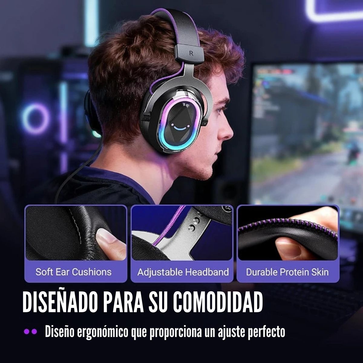 FIFINE - AUDÍFONO AMPLIGAME H13 RGB SONIDO VIRTUAL 7.1 - NEGRO - 4