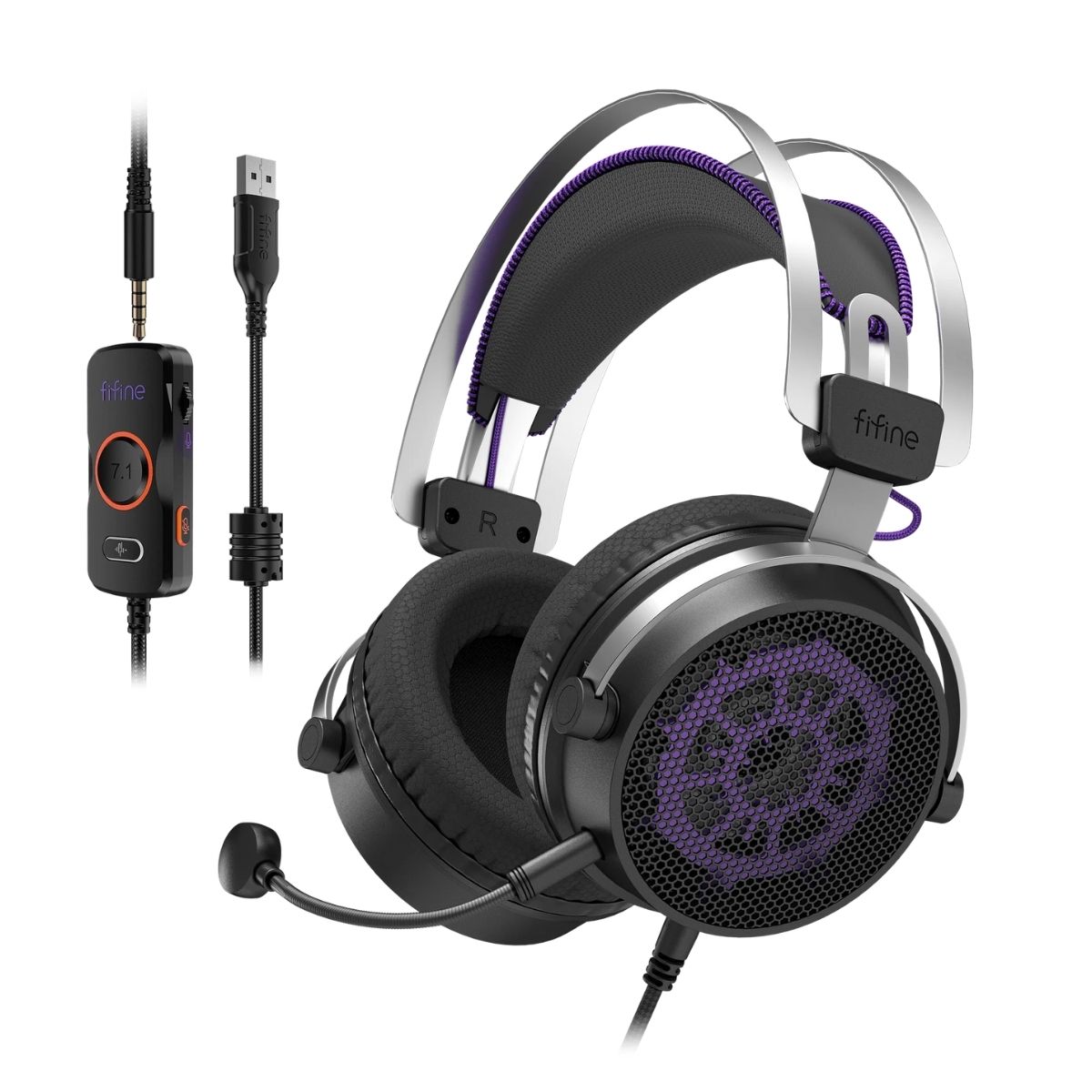 FIFINE - AUDÍFONO AMPLIGAME H18V RGB SONIDO VIRTUAL 7.1 - NEGRO - 1