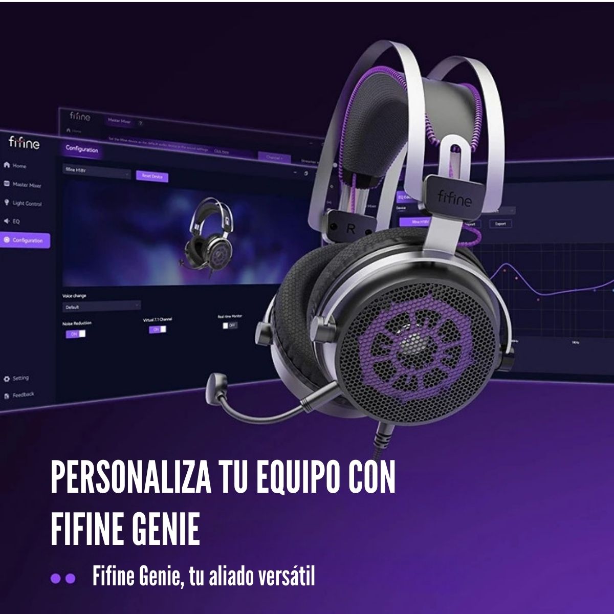 FIFINE - AUDÍFONO AMPLIGAME H18V RGB SONIDO VIRTUAL 7.1 - NEGRO - 3