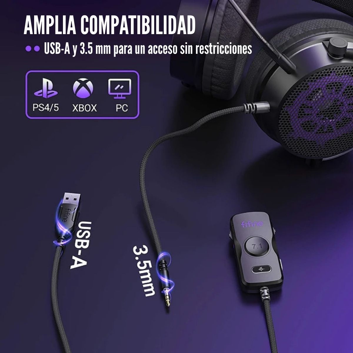FIFINE - AUDÍFONO AMPLIGAME H18V RGB SONIDO VIRTUAL 7.1 - NEGRO - 5