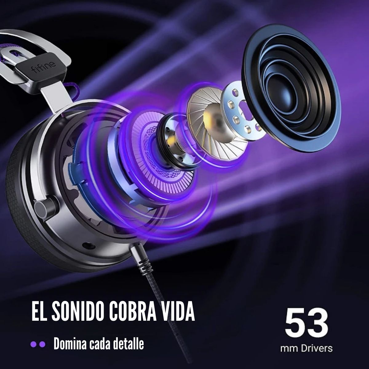 FIFINE - AUDÍFONO AMPLIGAME H18V RGB SONIDO VIRTUAL 7.1 - NEGRO - 6