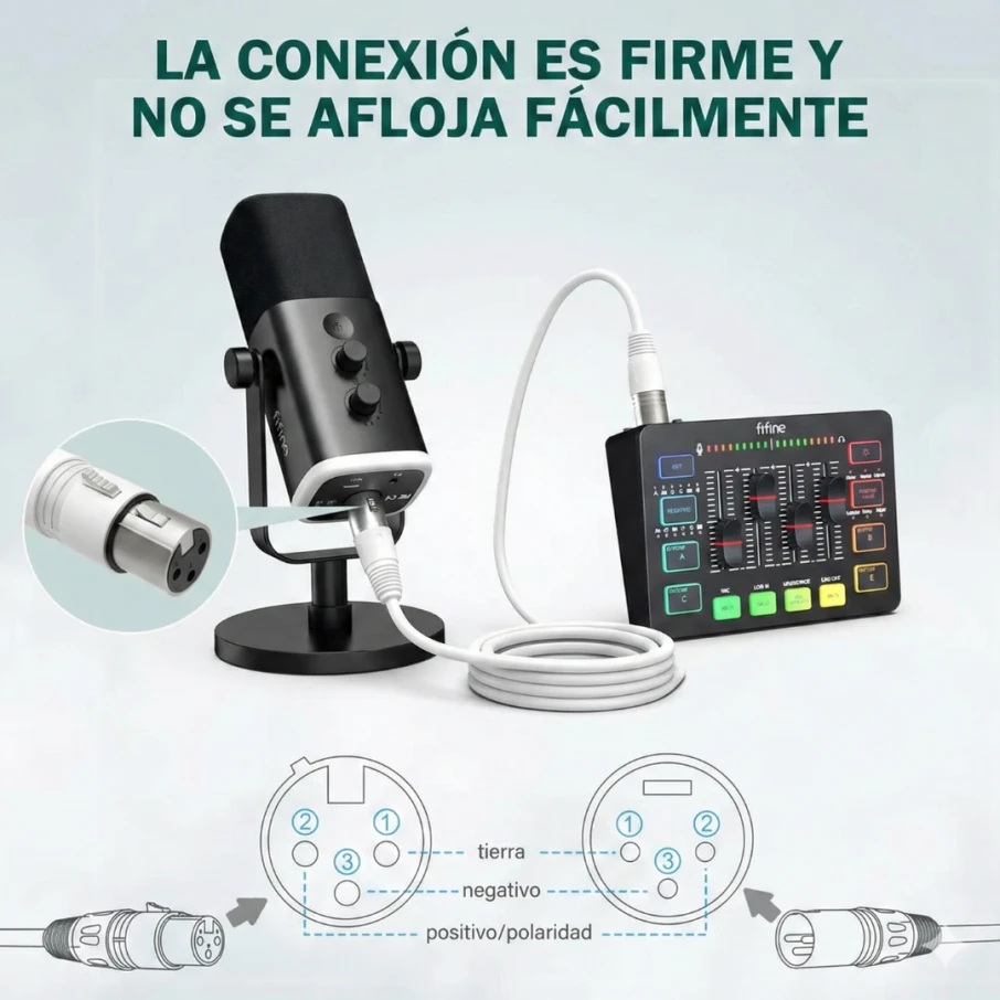 FIFINE - CABLE DE AUDIO L9C XLR DE MACHO A HEMBRA DE 1.8 METROS - WHITE - 2