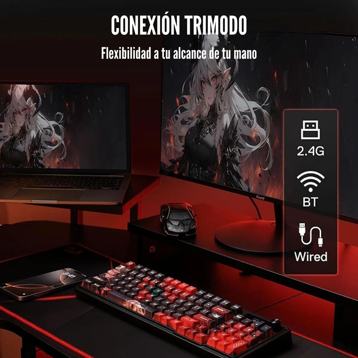 REDRAGON - TECLADO ARTEMIS PRO K719AK WIRELESS RGB SWITCH MINT - 2