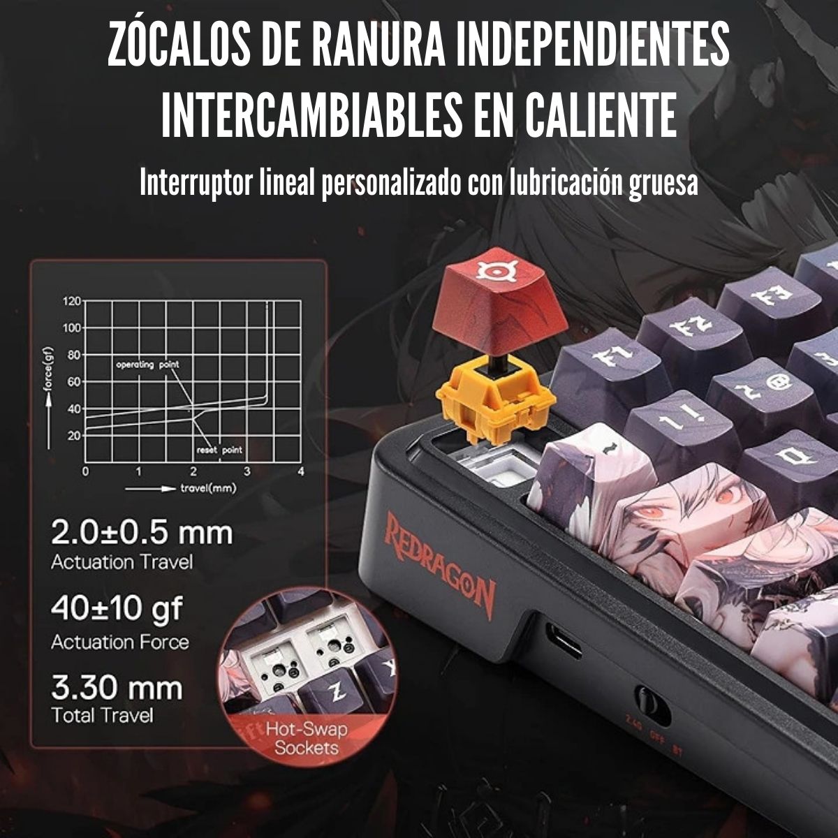 REDRAGON - TECLADO ARTEMIS PRO K719AK WIRELESS RGB SWITCH MINT - 5