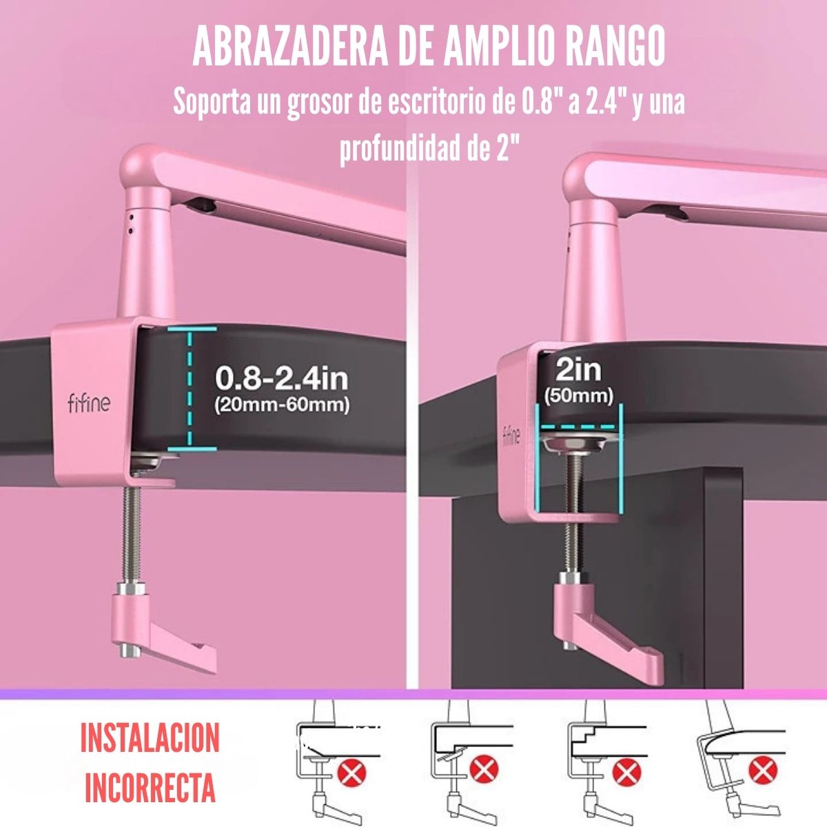 BRAZO PARA MICRÓFONO FIFINE BM88 PREMIUM BOOM - ROSADO - 4
