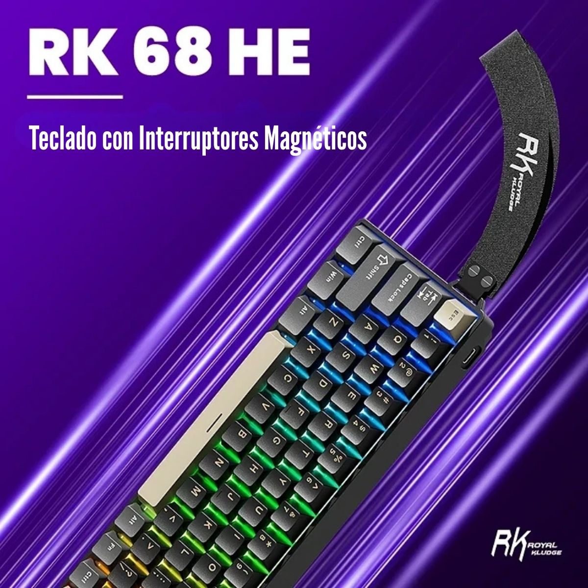 TECLADO ROYAL KLUDGE RK68 HE WIRED 68% PHANTOM SWITCH MINT - 2