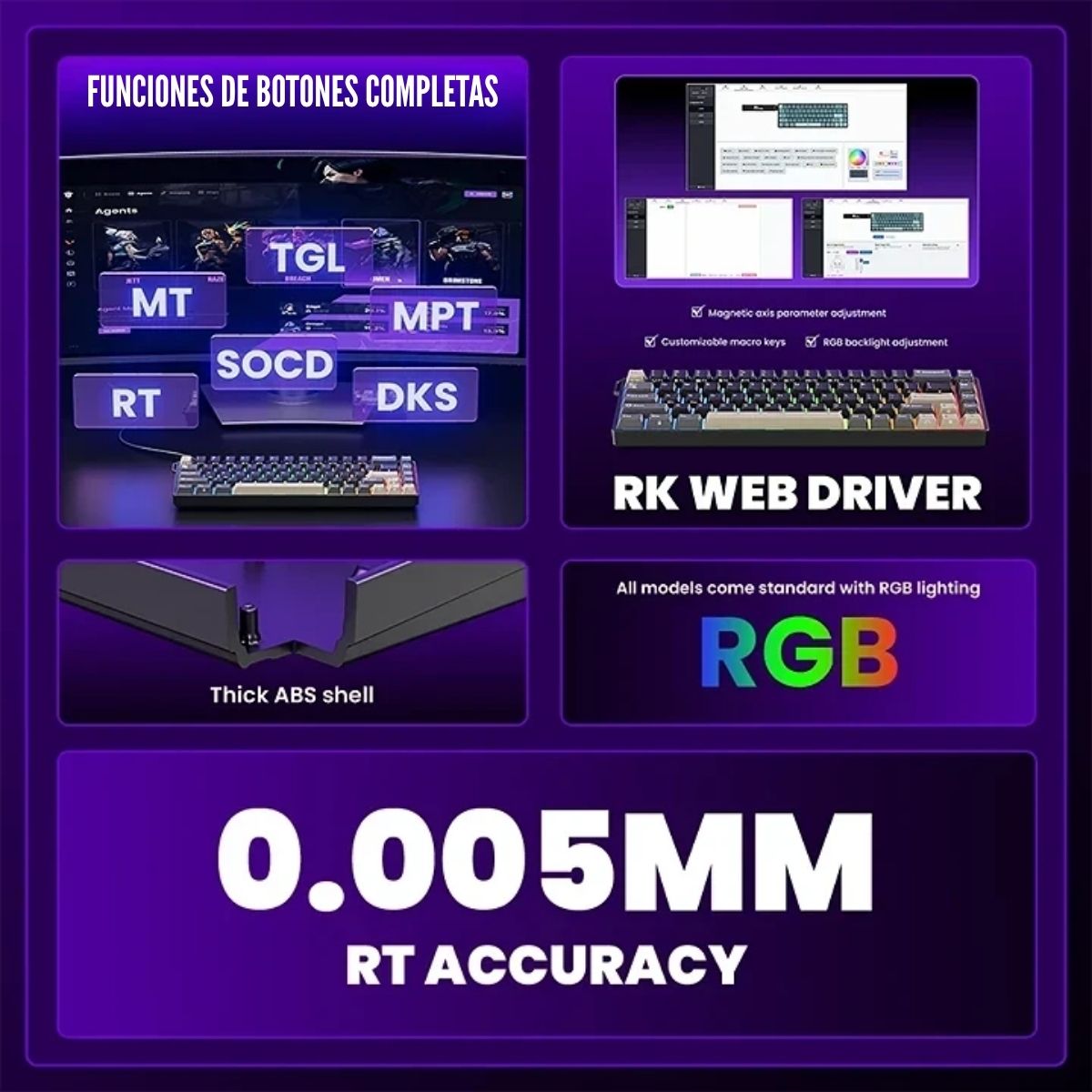 TECLADO ROYAL KLUDGE RK68 HE WIRED 68% PHANTOM SWITCH MINT - 3