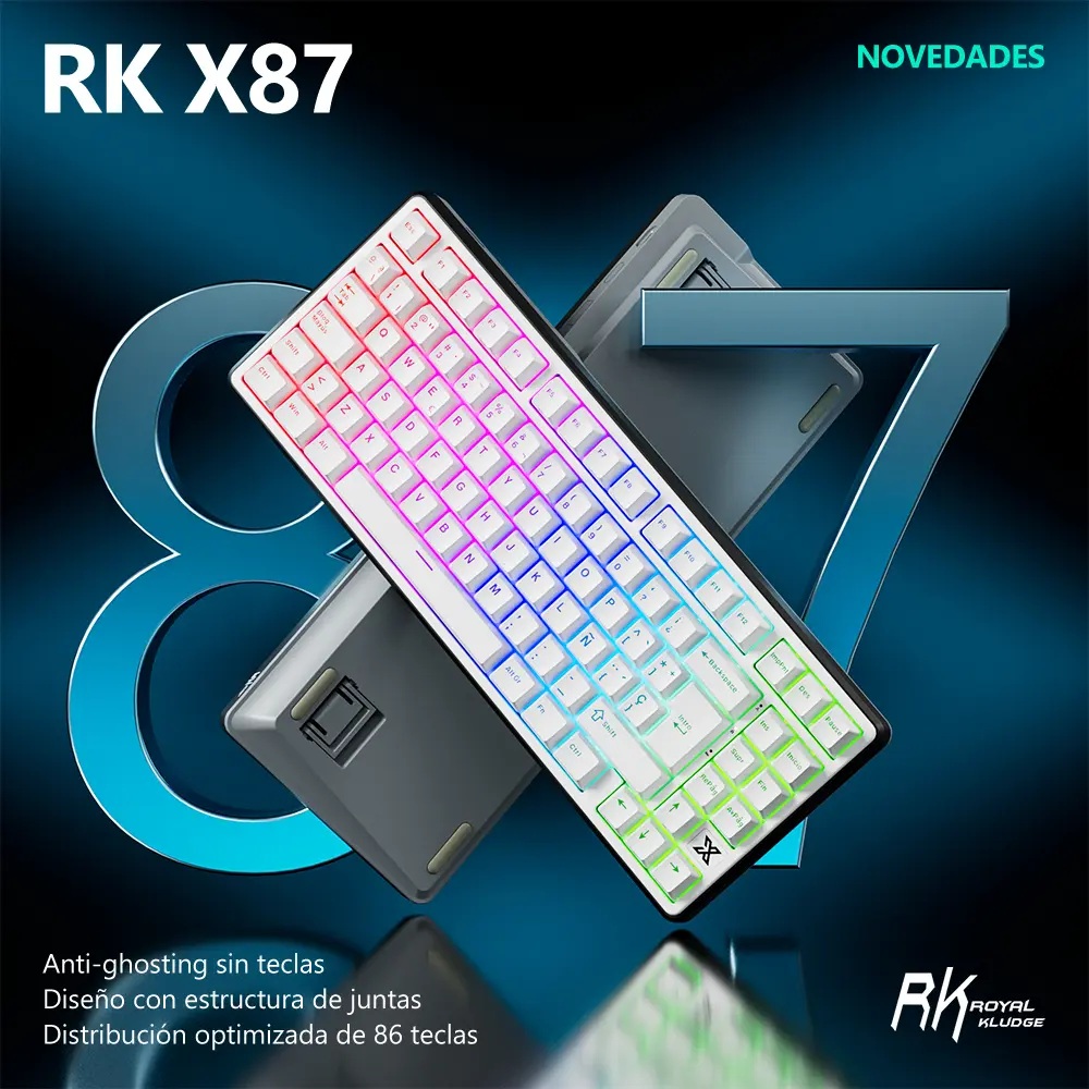 TECLADO ROYAL KLUDGE RK X87 WIRED 75% BLACK NIGHT SWITCH CREAMY - 5