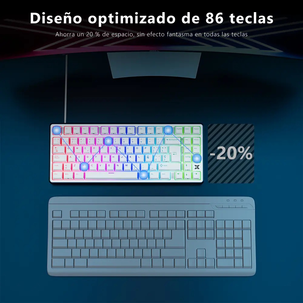 TECLADO ROYAL KLUDGE RK X87 WIRED 75% BLACK NIGHT SWITCH CREAMY - 7