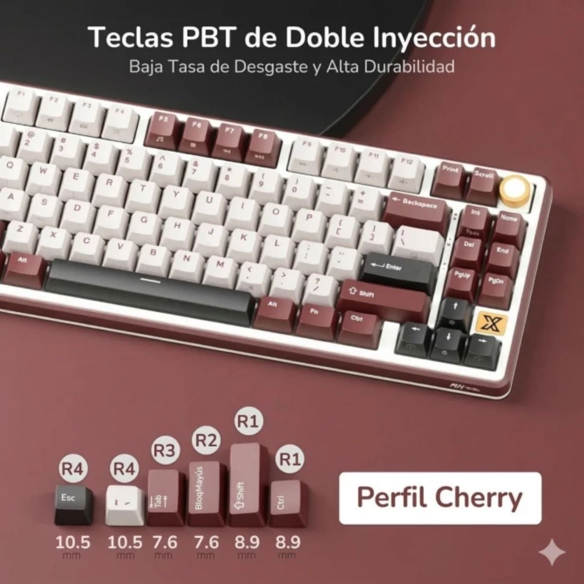 TECLADO ROYAL KLUDGE RK X87 WIRELESS 75% RED SWITCH CREAMY - 5