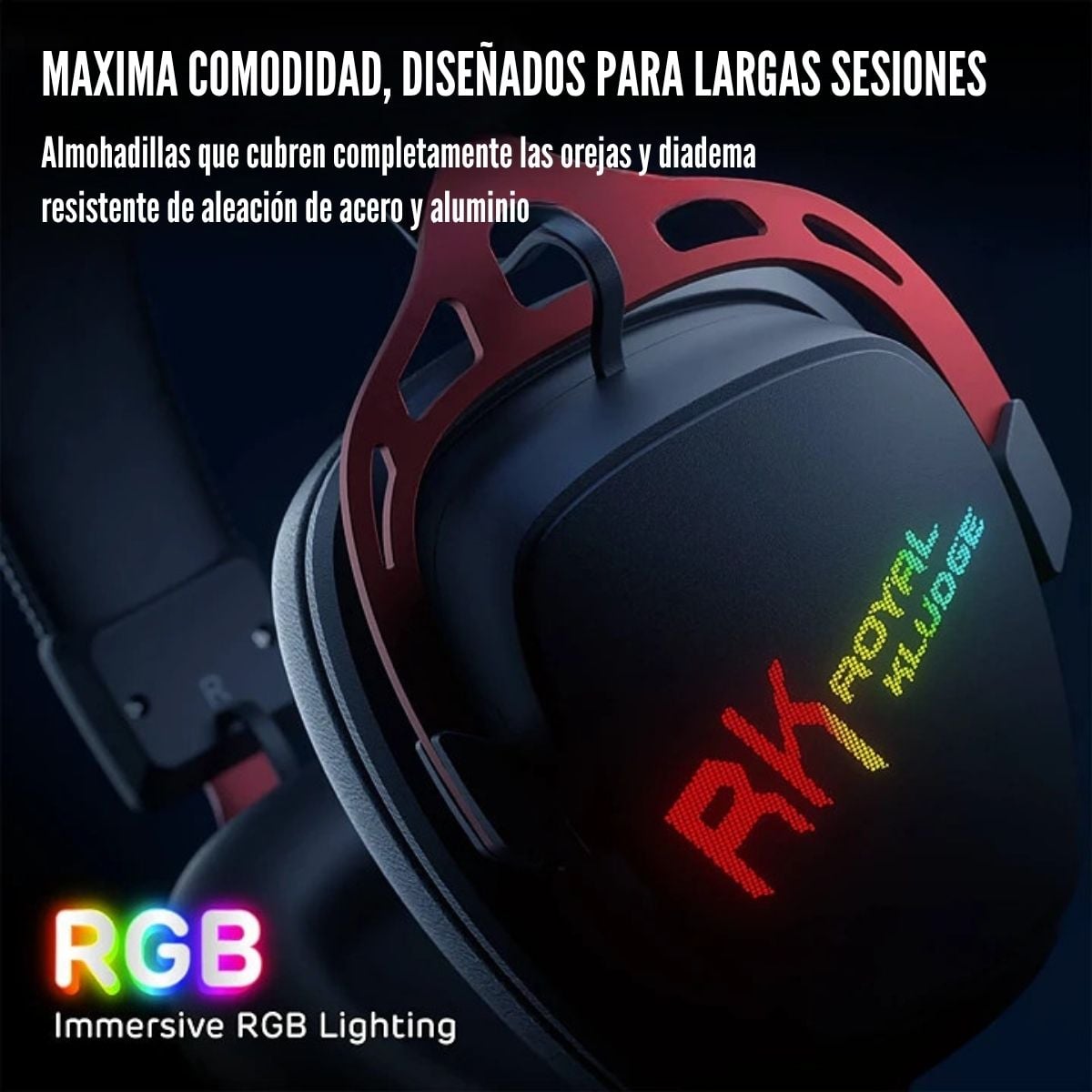 AUDÍFONO ROYAL KLUDGE RK HG103 WIRELESS RGB SONIDO 7.1 - BLACK OPS - 3