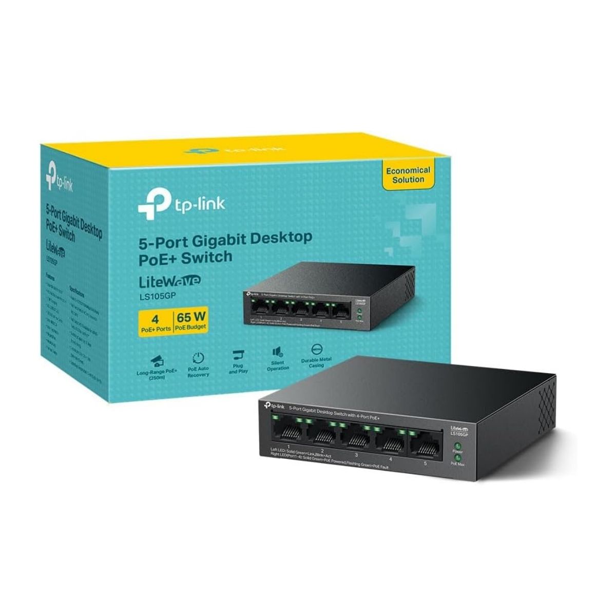 SWITCH TP-LINK LS105GP DE 5 PUERTOS GIGABIT (4 PUERTOS POE+) - 6
