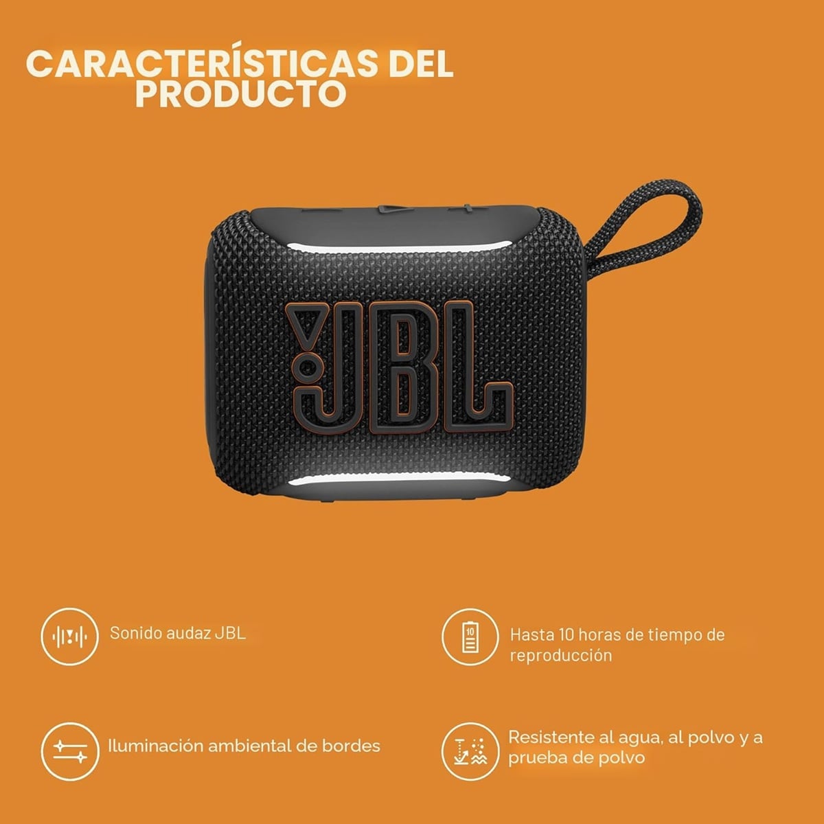 PARLANTE JBL GO 5 BLUETOOTH 6.0 IP68 - NEGRO - 2