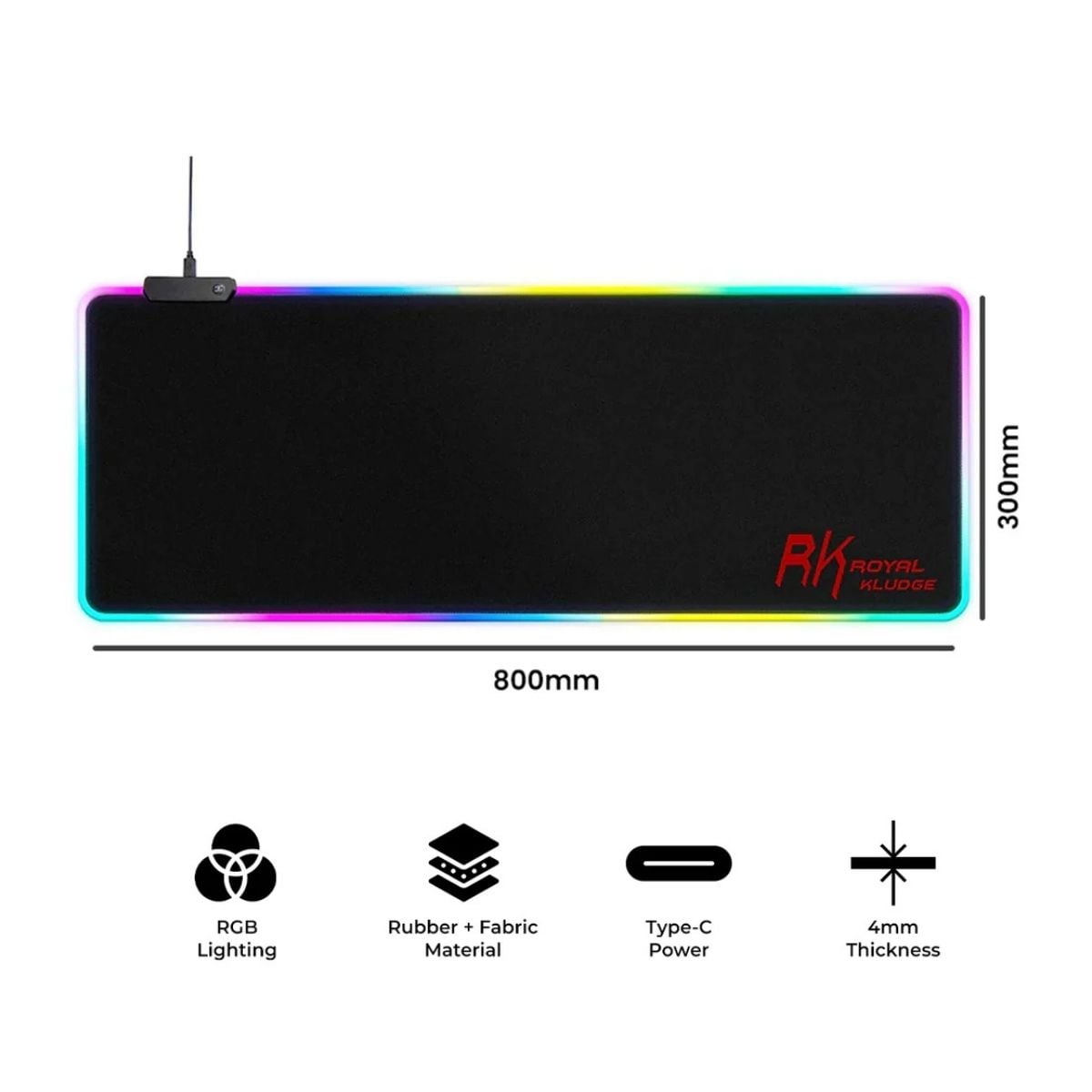 MOUSEPAD ROYAL KLUDGE RK-MP834 RGB TAMAÑO: 800 X 300 X 4 MM - 2