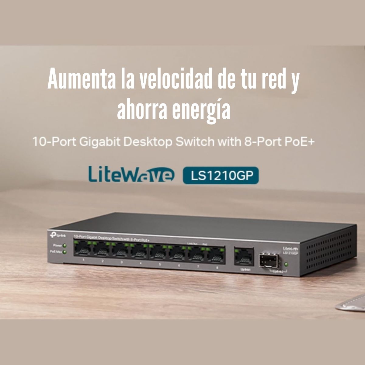 SWITCH TP-LINK LS1210GP LITEWAVE DE 10 PUERTOS GIGABIT (8 PTOS. POE+) - 2