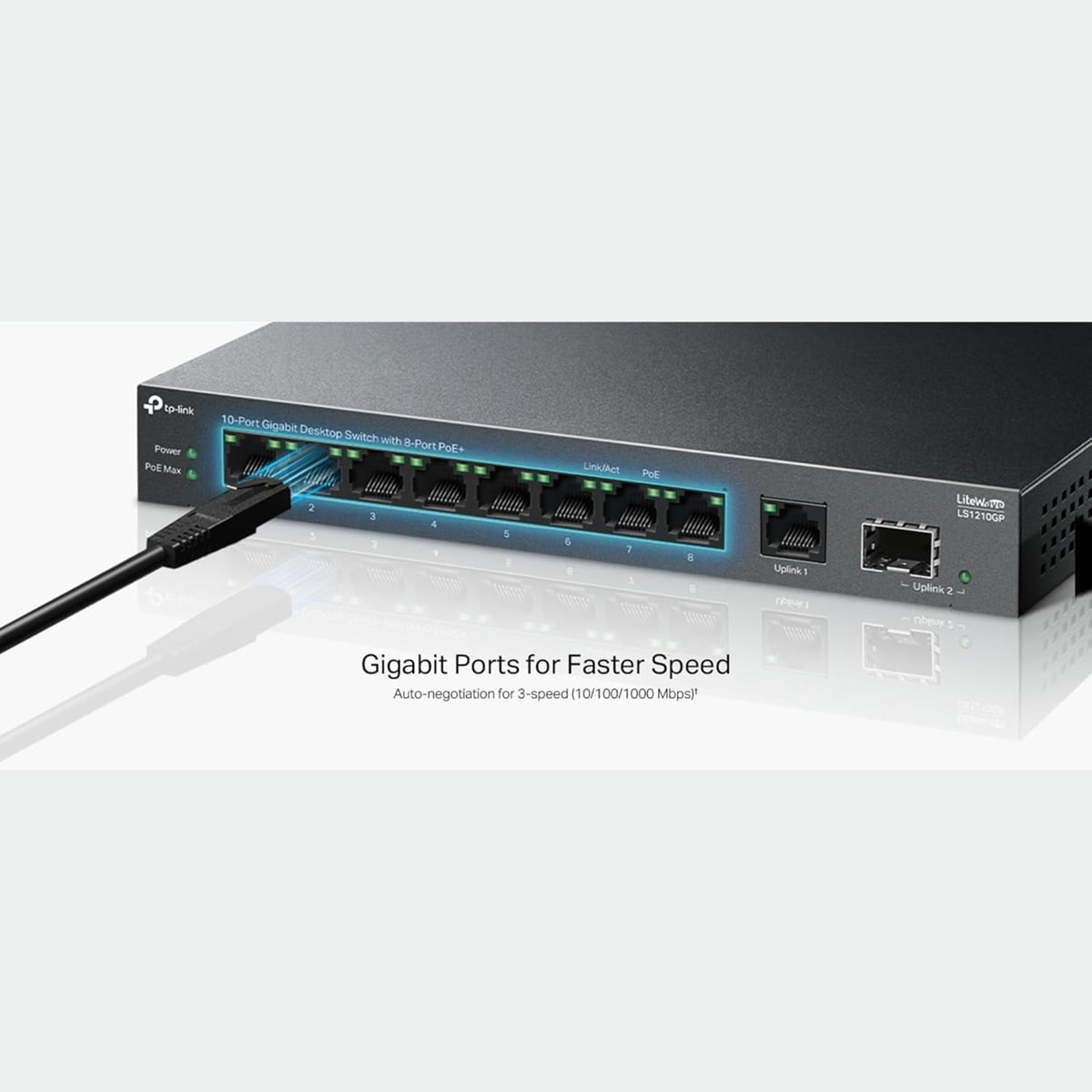 SWITCH TP-LINK LS1210GP LITEWAVE DE 10 PUERTOS GIGABIT (8 PTOS. POE+) - 4