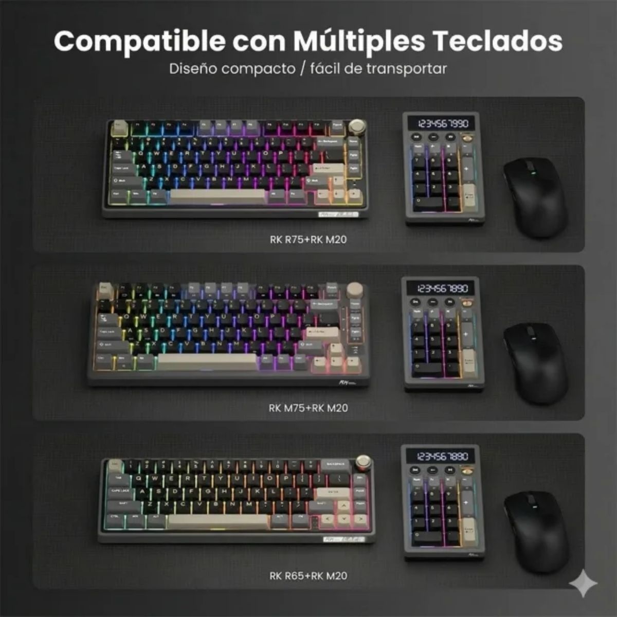 TECLADO NUMÉRICO ROYAL KLUDGE M20 WIRELESS PHANTOM SWITCH VIOLET - 5