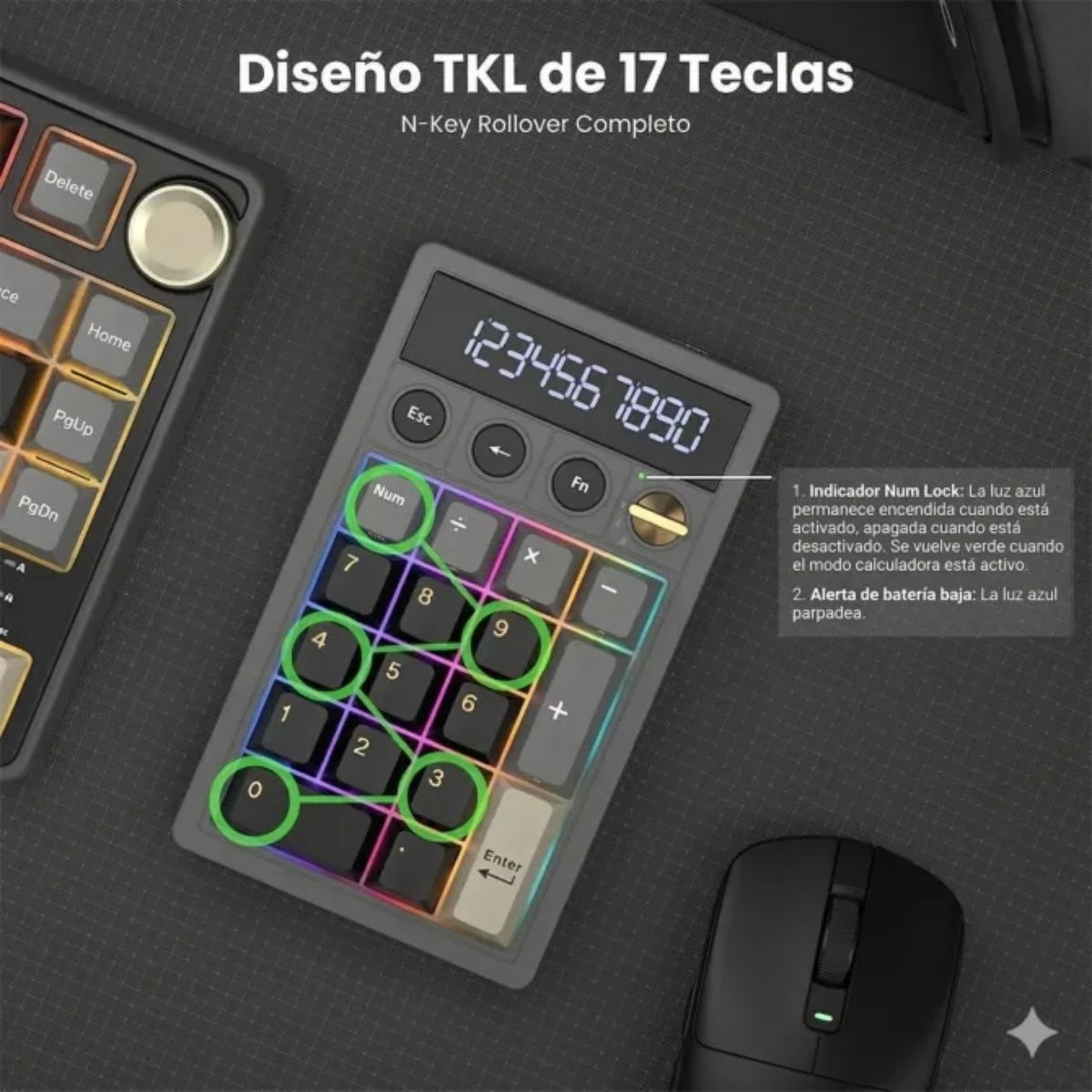 TECLADO NUMÉRICO ROYAL KLUDGE M20 WIRELESS PHANTOM SWITCH CREAMY - 6