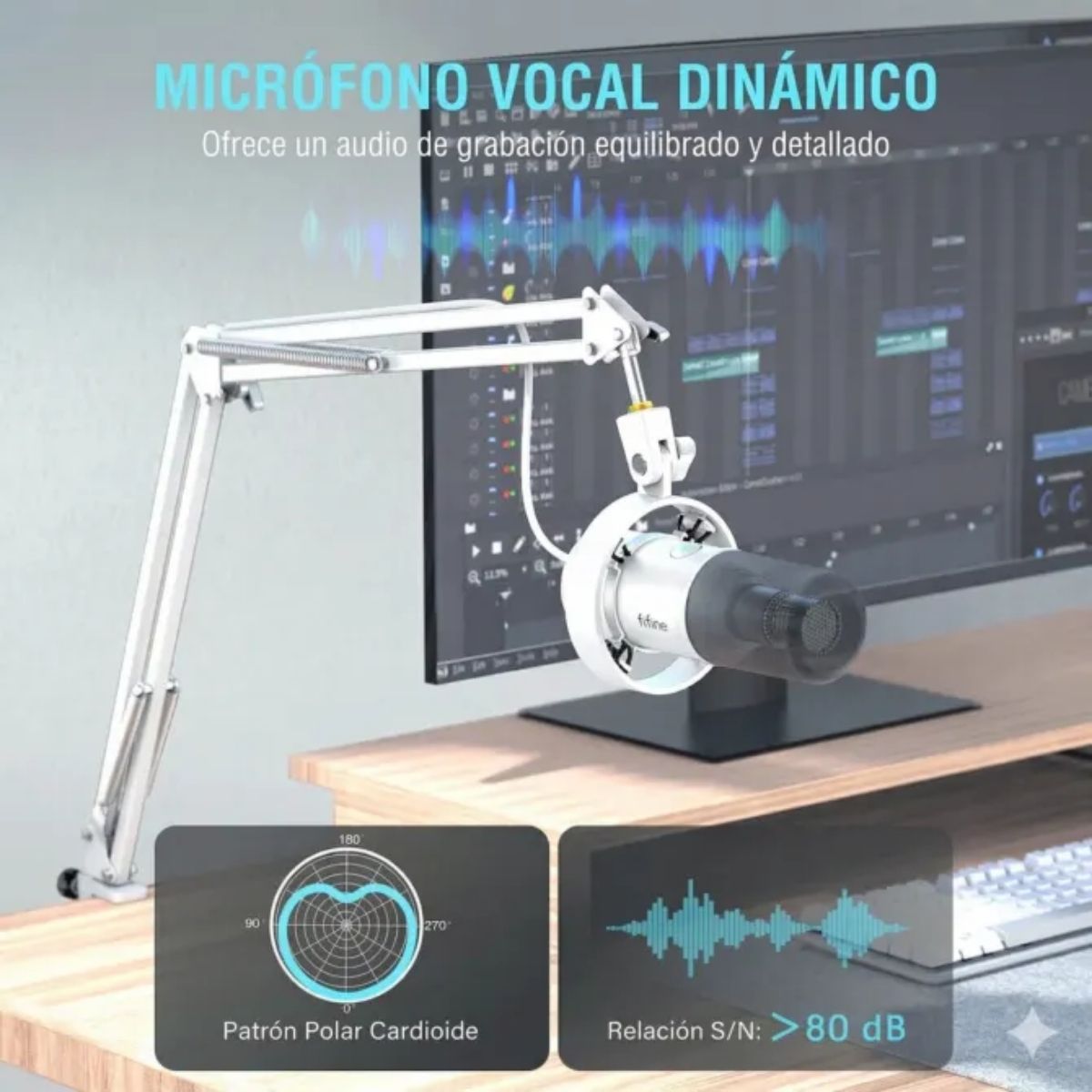 MICRÓFONO FIFINE AMPLITANK K688CT XLR/USB-C (INCLUYE BRAZO) - BLANCO - 3