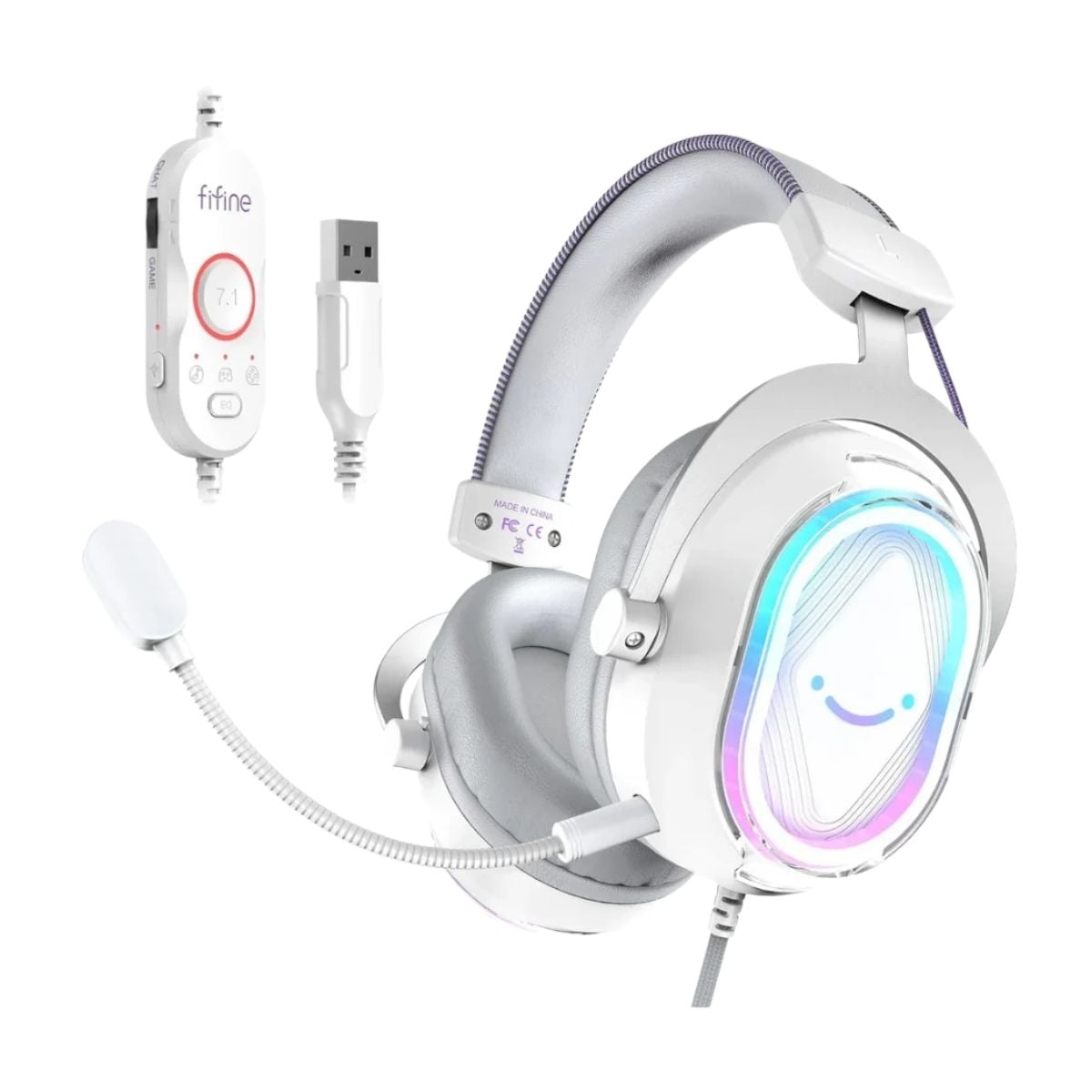 AUDÍFONO FIFINE AMPLIGAME H13 RGB SONIDO VIRTUAL 7.1 - BLANCO - 1