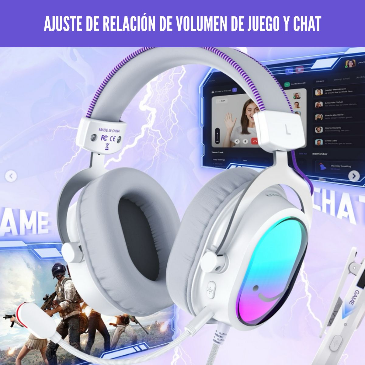 AUDÍFONO FIFINE AMPLIGAME H16 RGB SONIDO VIRTUAL 7.1 - BLANCO - 2