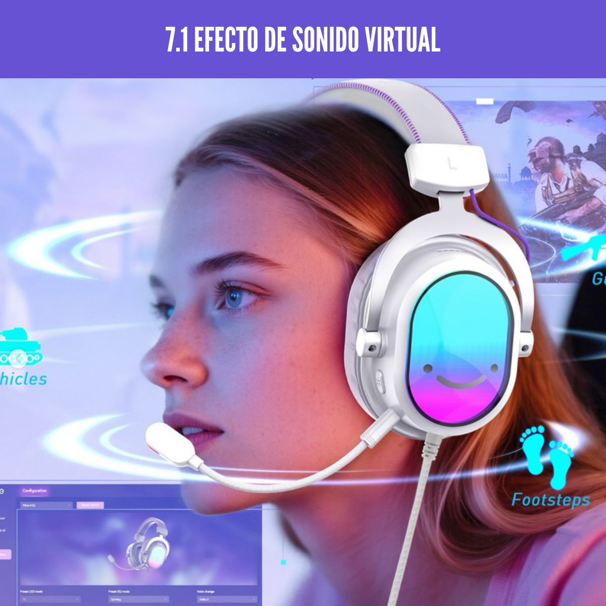 AUDÍFONO FIFINE AMPLIGAME H16 RGB SONIDO VIRTUAL 7.1 - BLANCO - 4