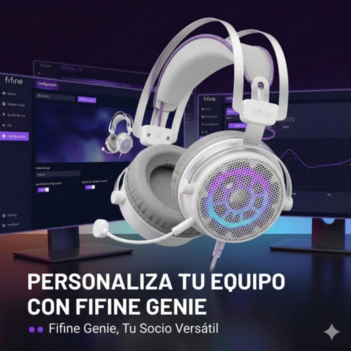 AUDÍFONO FIFINE AMPLIGAME H18V RGB SONIDO VIRTUAL 7.1 - BLANCO - 3
