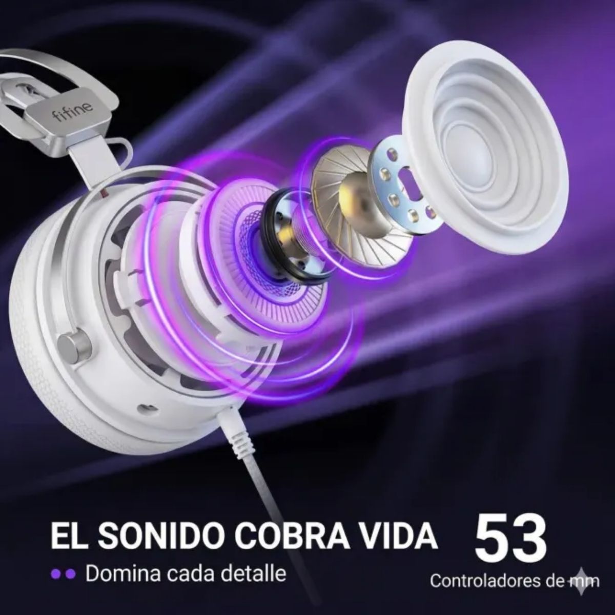 AUDÍFONO FIFINE AMPLIGAME H18V RGB SONIDO VIRTUAL 7.1 - BLANCO - 7