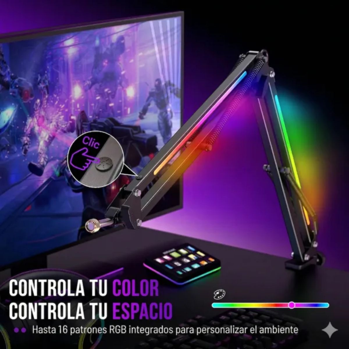 BRAZO PARA MICRÓFONO FIFINE BM38 RGB - NEGRO - 2