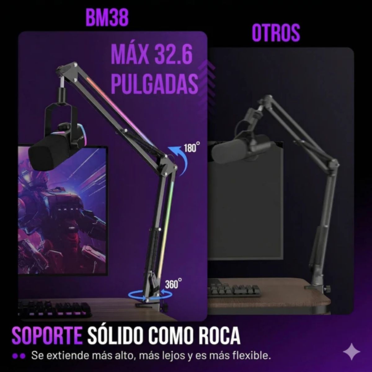 BRAZO PARA MICRÓFONO FIFINE BM38 RGB - NEGRO - 6