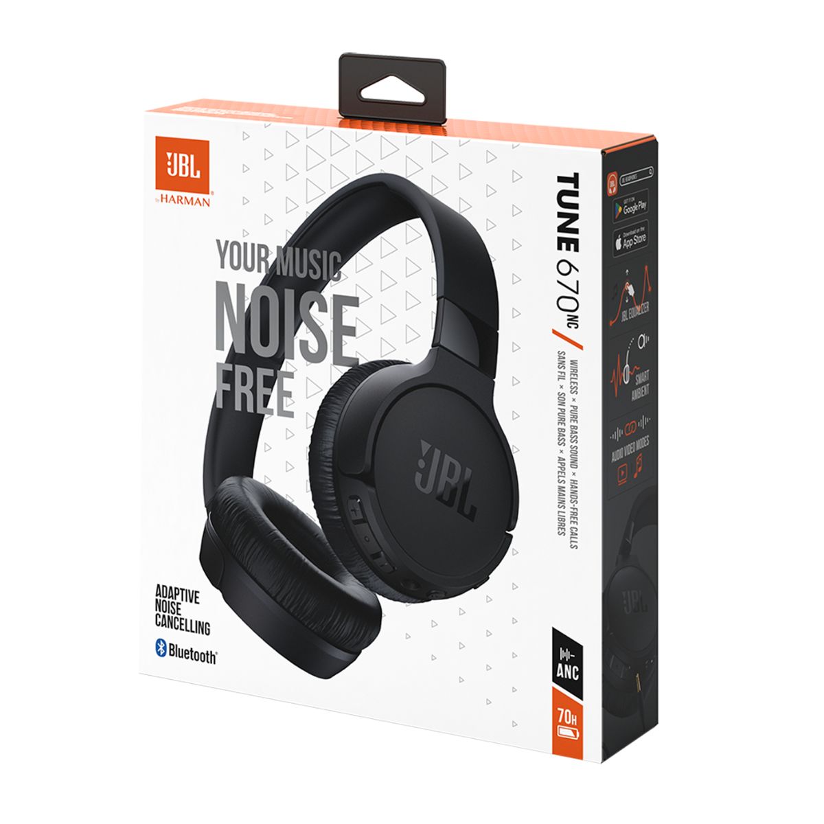 AUDÍFONO JBL TUNE 670NC BLUETOOTH ANC PURE BASS - NEGRO - 5