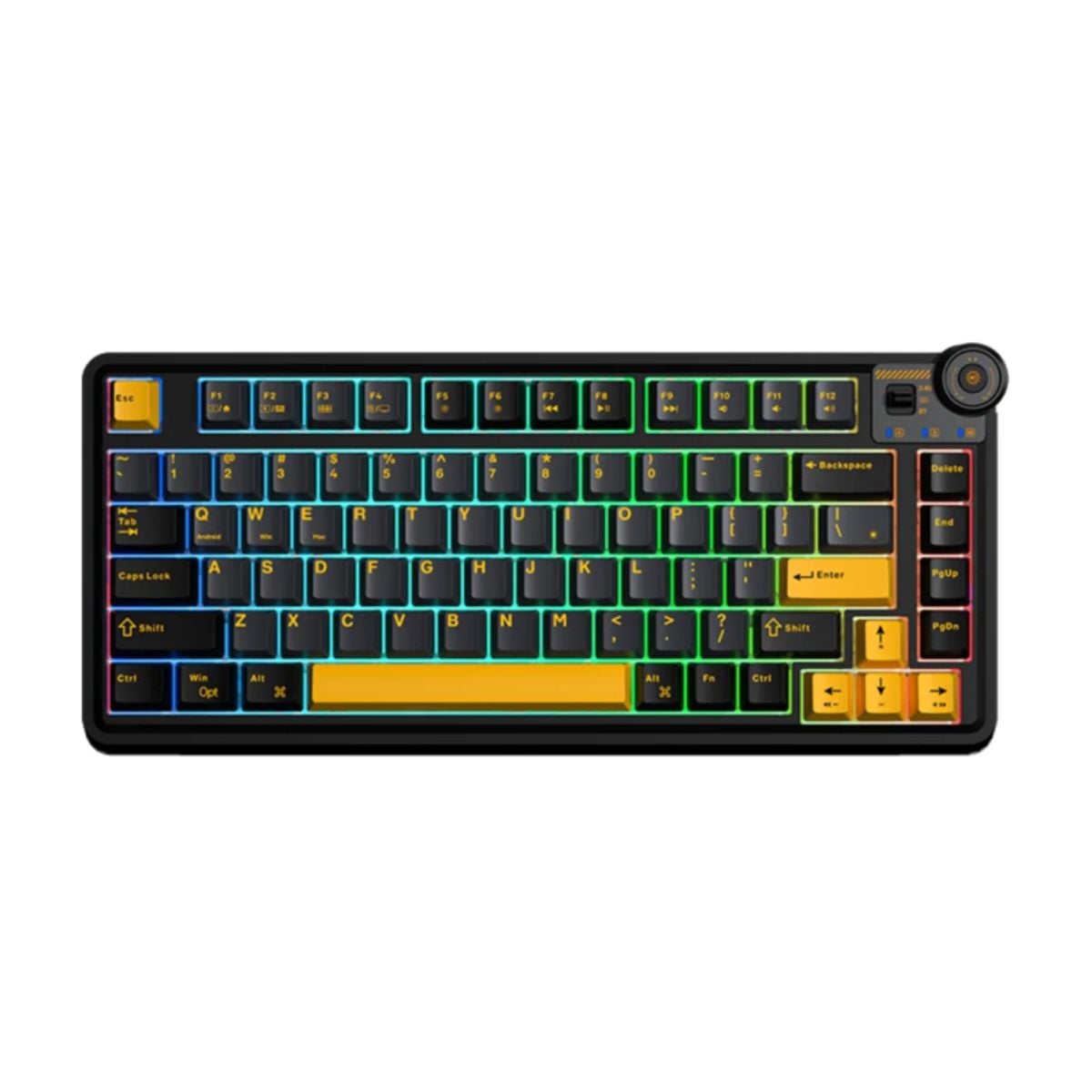 TECLADO AULA AU75 WIRELESS 75% SWITCH MECHANICAL - BLACK/YELLOW - 1