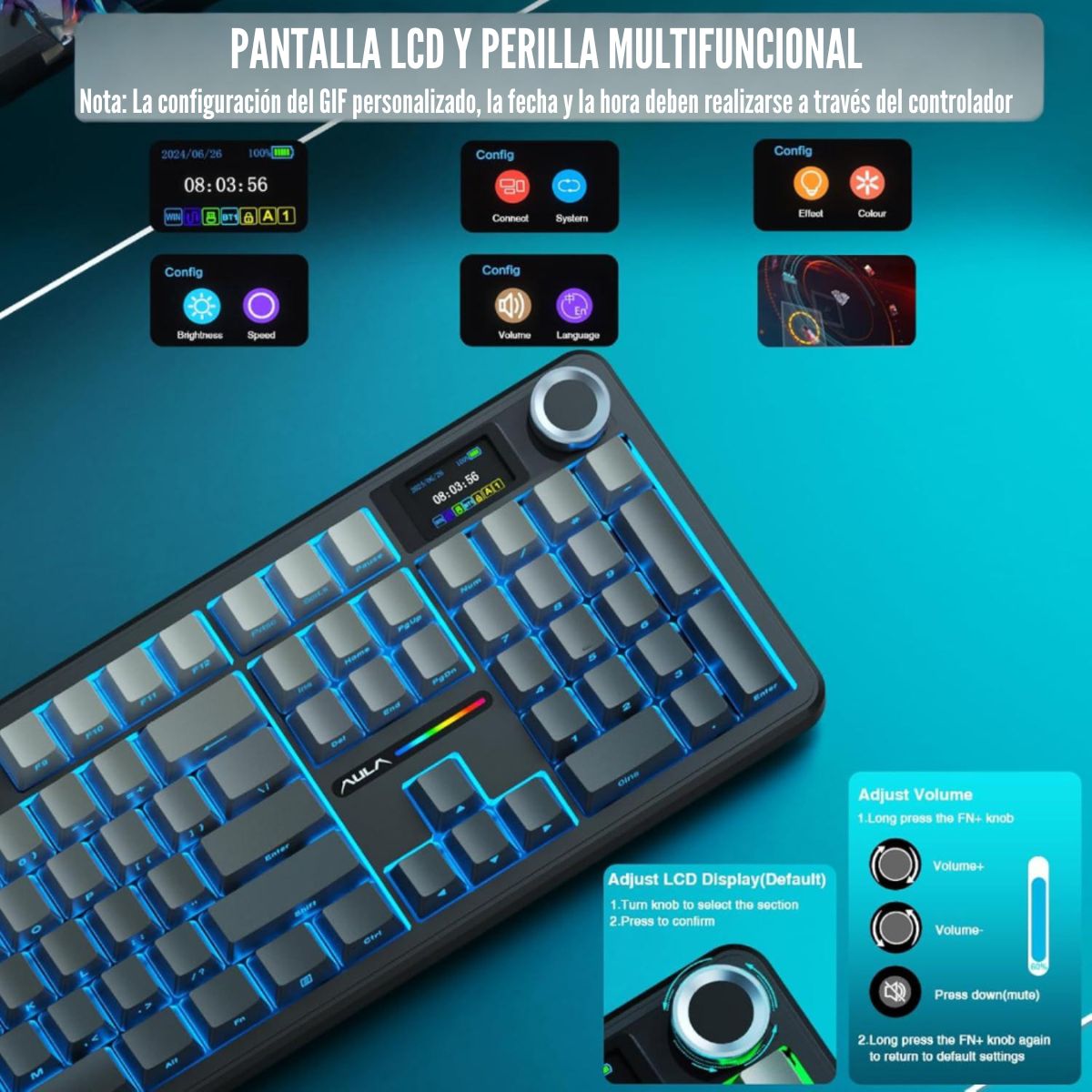 TECLADO AULA F108 PRO WIRELESS RGB SWITCH FLOWER - DEGRADED - 2