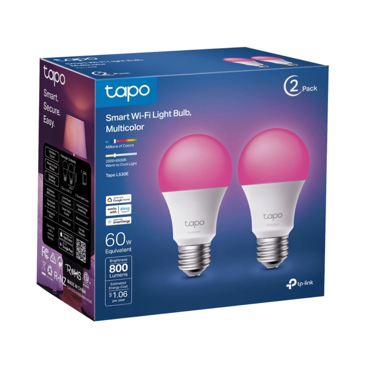 FOCO TP-LINK TAPO L530E (2-PACK) SMART WI-FI LIGHT BULB MULTICOLOR - 7