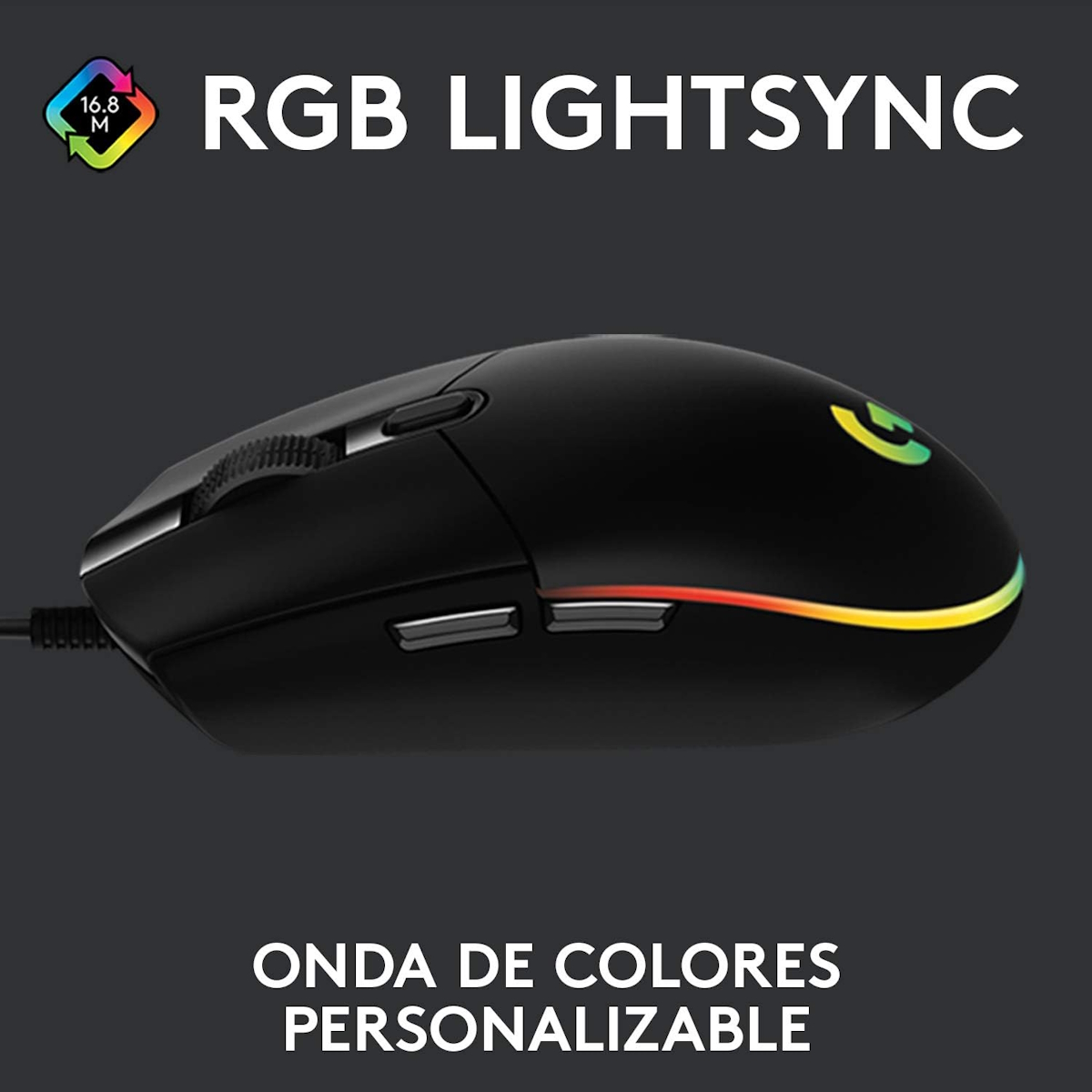 MOUSE LOGITECH G203 LIGHTSYNC RGB 8000 DPI - NEGRO - 2
