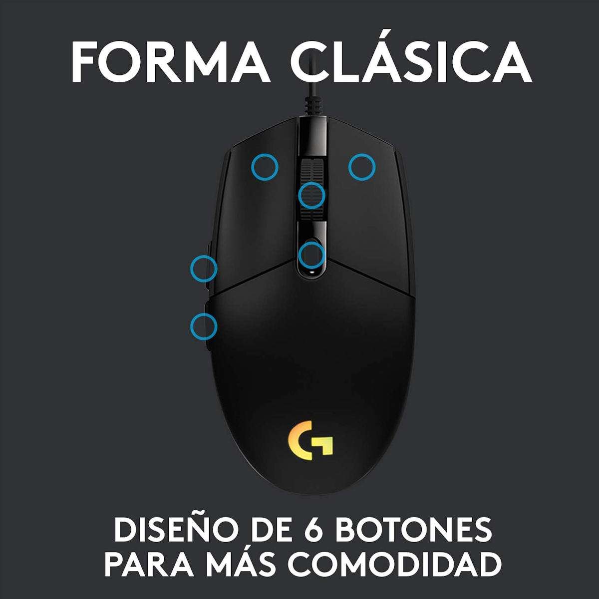 MOUSE LOGITECH G203 LIGHTSYNC RGB 8000 DPI - NEGRO - 3