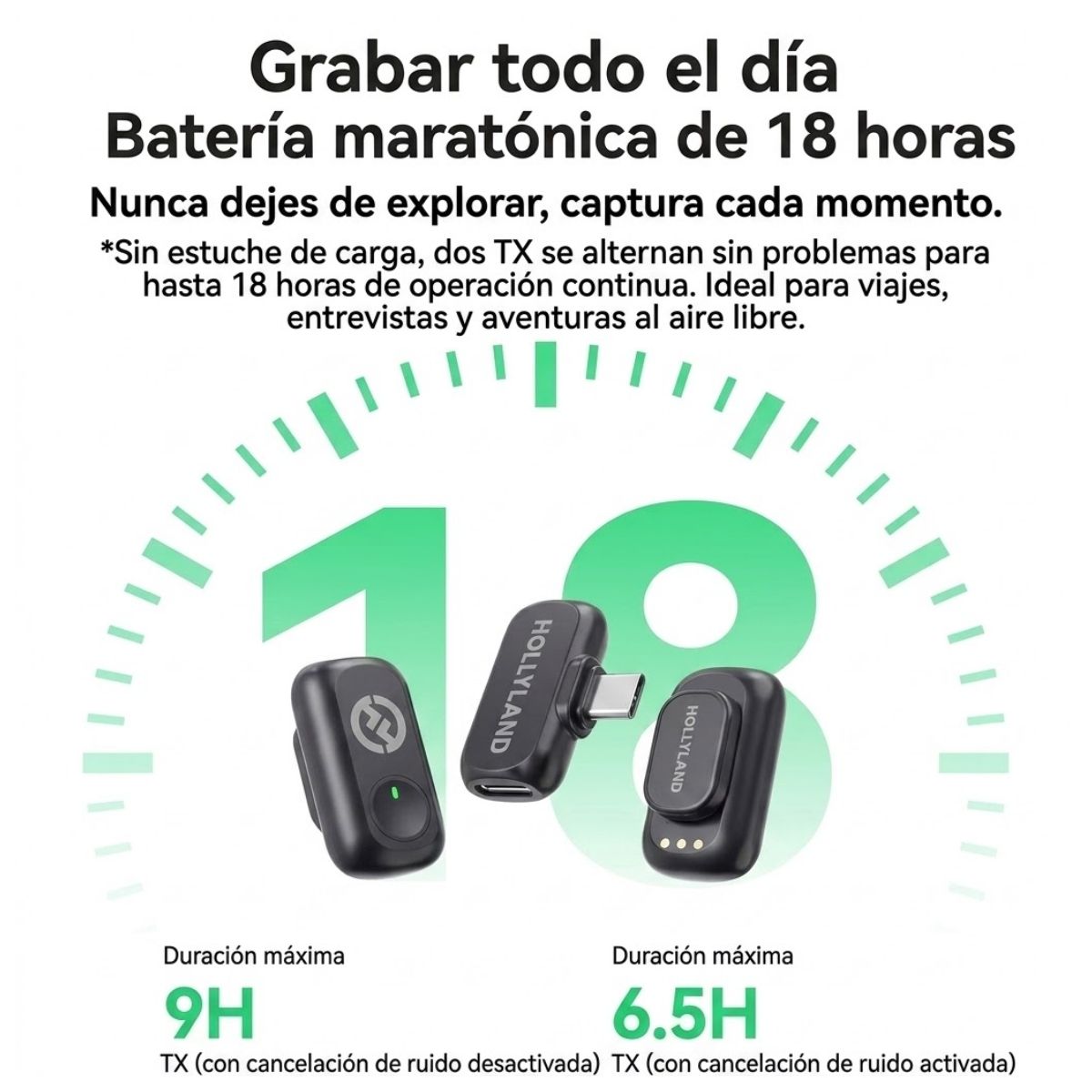 MICRÓFONO LAVALIER HOLLYLAND LARK A1 COMBO - NEGRO - 6