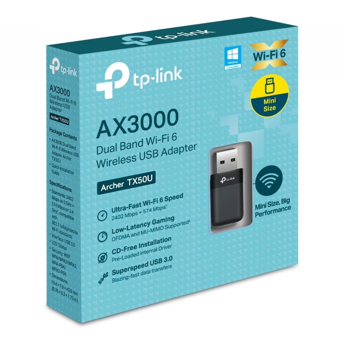 ADAPTADOR USB TP-LINK ARCHER TX50U WI-FI 6 AX3000 WIRELESS - 7